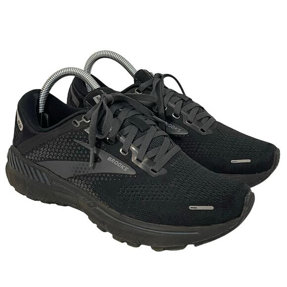 Brooks Adrenaline Womens GTS 22 Running Athletic Shoe Sneakers sz 8.5 All Black - Picture 1 of 16